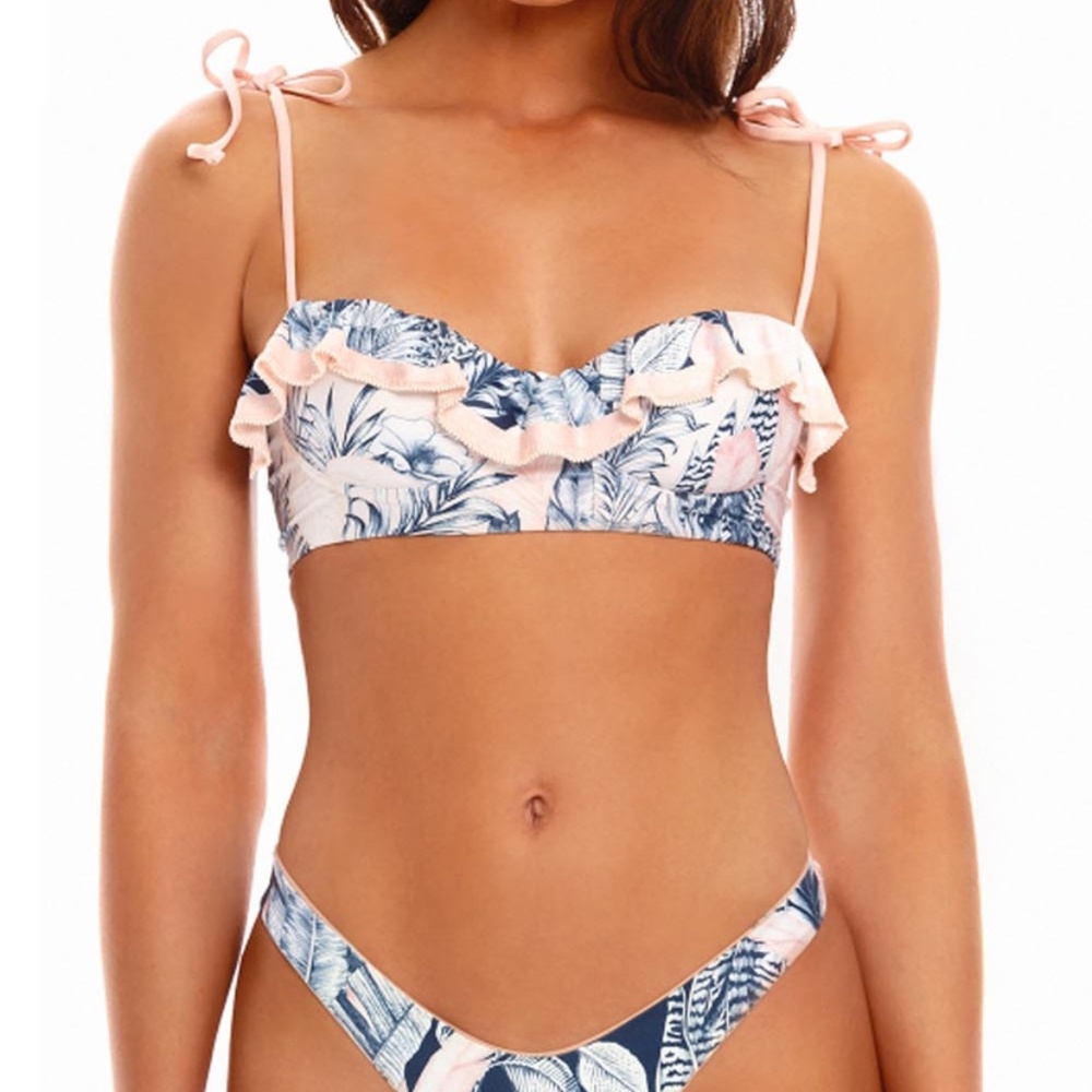 Agua by Agua Bendita Pink and Blue Bikini top